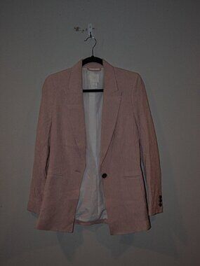 H&M Pink Searsucker 1 Button Blazer Size 0